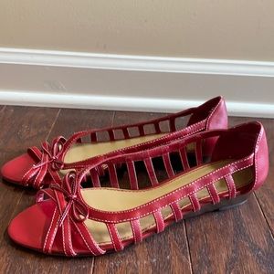 Etienne Aigner Red Flats with Bow Detail
